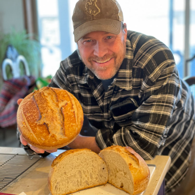 Chef Greg Montana with favs - boule bread