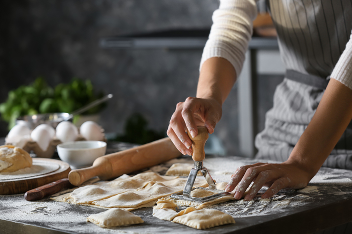 An Italian Valentine's Day Ravioli hands-on cooking class. You will make your loved one the perfect home made ravioli with classic beurre blanc. Learn to make perfect fresh pasta every time.