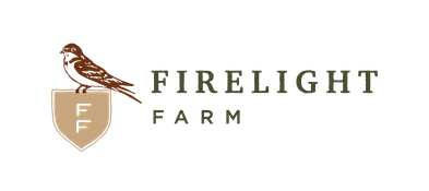 Firelight Farm logo of bird on crest logo